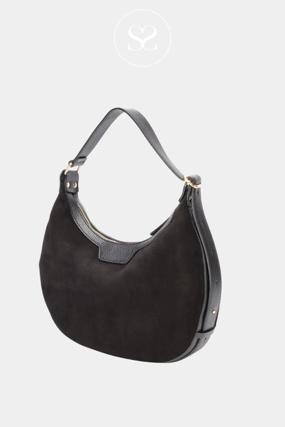 ELIE BEAUMONT BLACK SUEDE SHOULDER HANDBAG CRESCENT