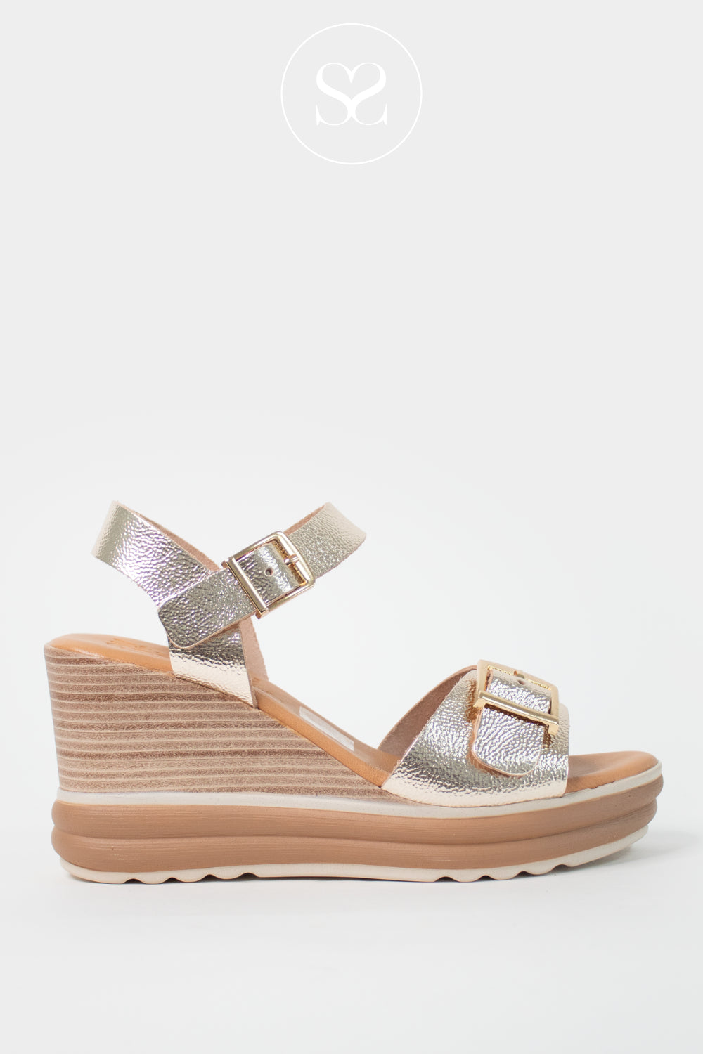 Oh My Sandals Gold Wedge Sandals 6003- Ireland