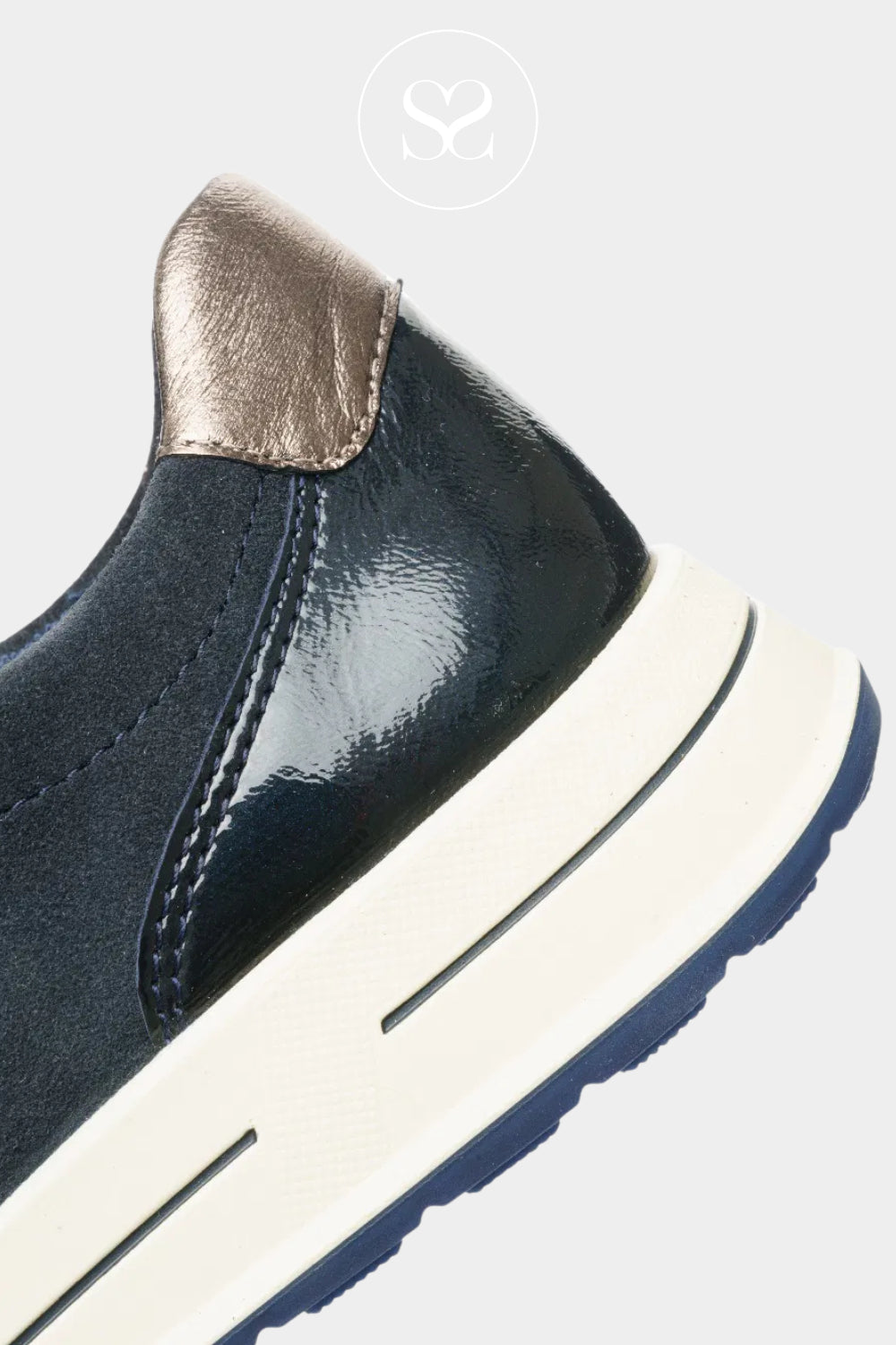 ARA NAVY TRAINERS WITH GOLD HEEL CAP FOR WOMEN