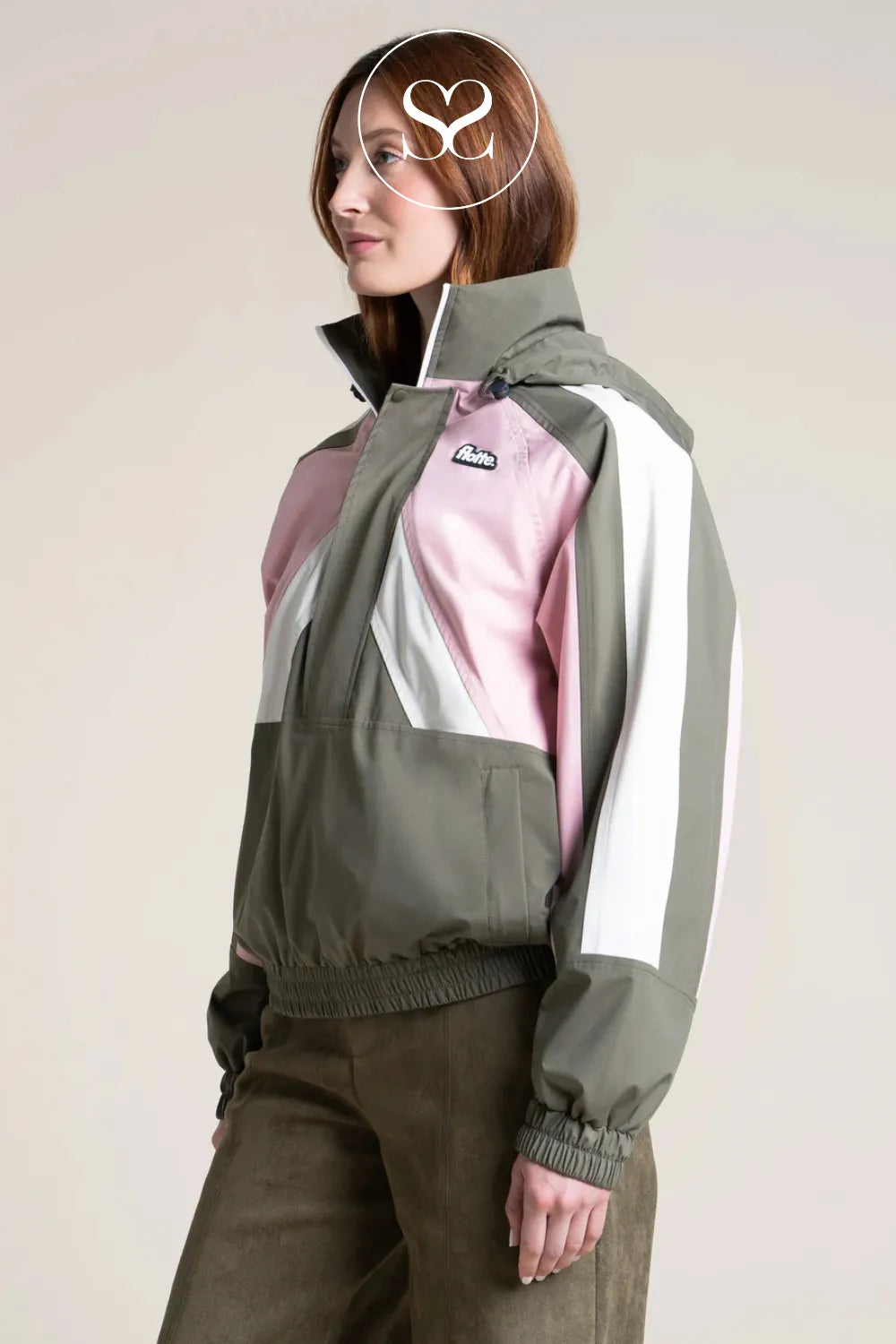 Flotte Khaki, Blush & Cream Waterproof Jacket for Women - Abbesses