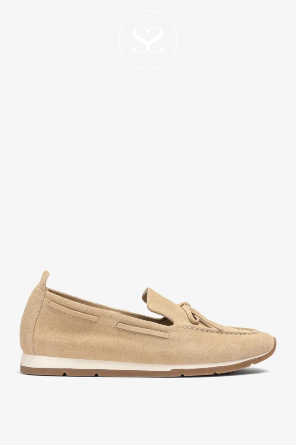 Unisa Beige Suede Slip On Loafer For Women-Dimas