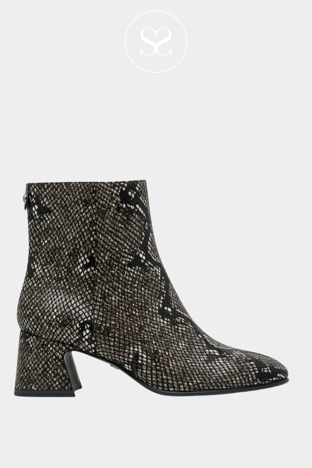 Tamaris Stivaletto Donna Con Tacco A Blocco - Modello 1-25314-45, Effetto Pelle Di Serpente, Tacco 55mm, Plateau 30mm, Cerniera Laterale