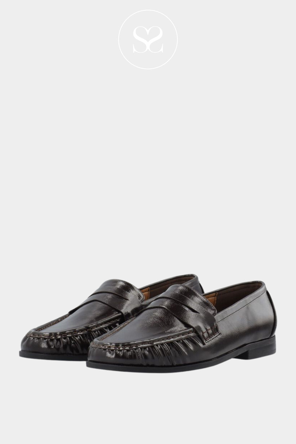 Bianco Dark Brown Faux Leather Penny Loafers - Biacarma