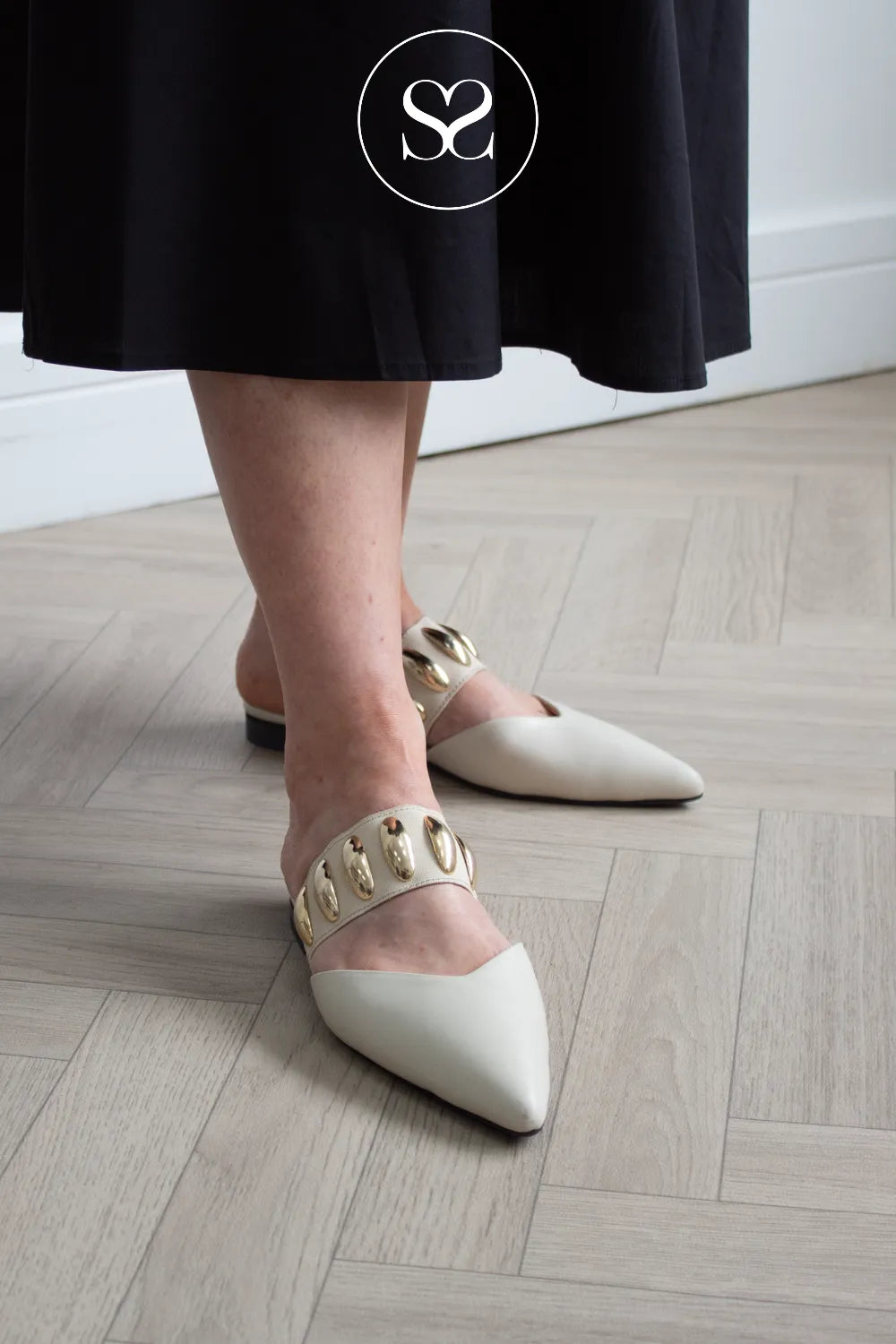 Babouche Off-White Ballerina Sliders - Grace