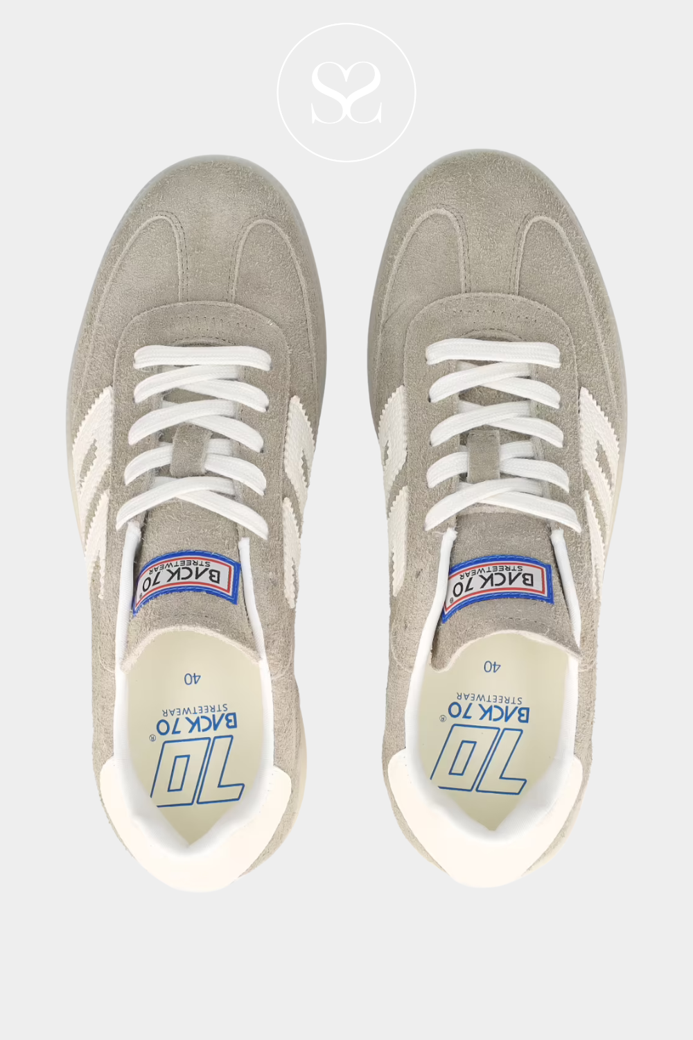 BACK 70 ART BOSTON ARMY GREY SUEDE CHUNKY TRAINERS