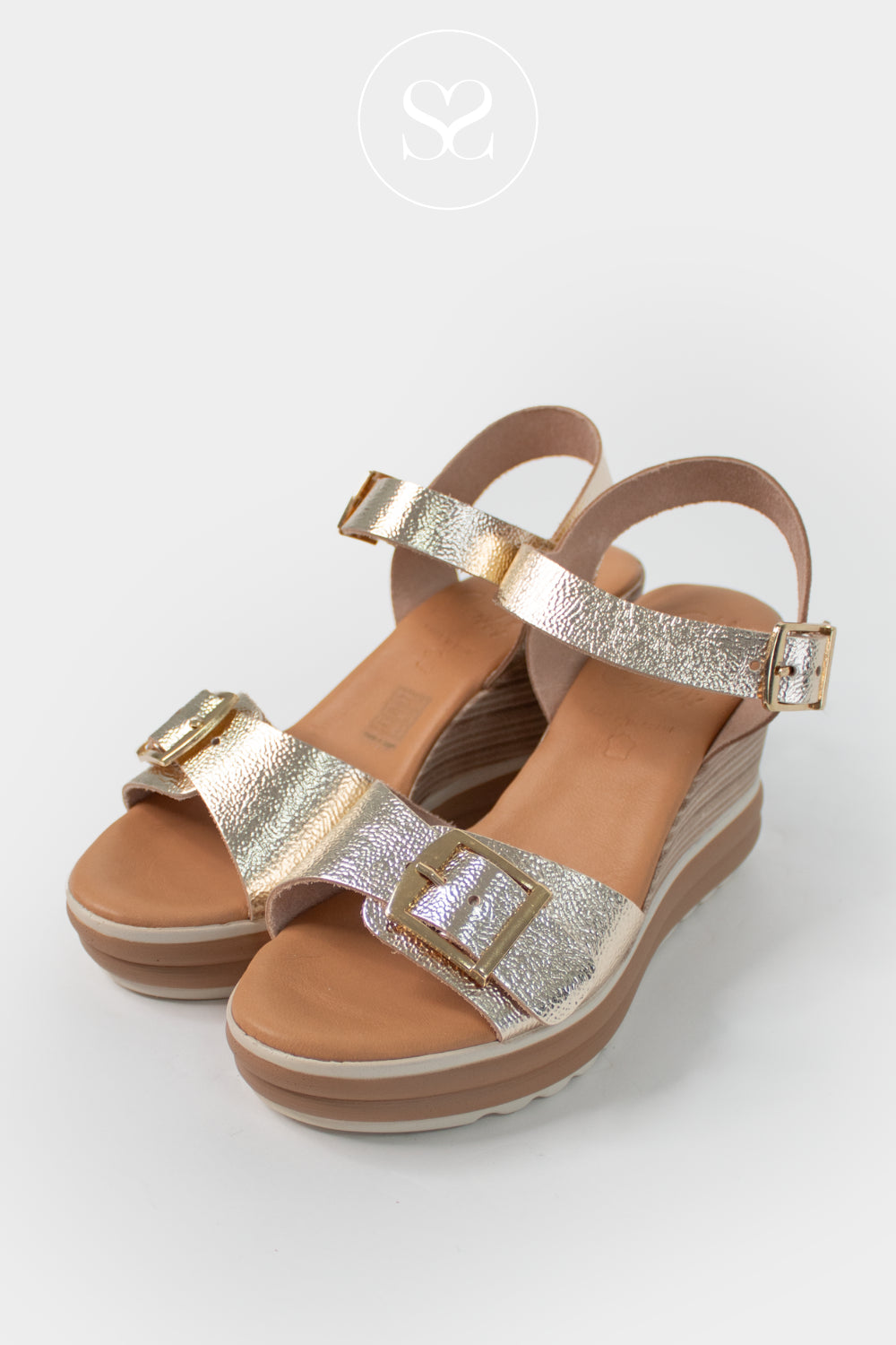 Oh My Sandals Gold Wedge Sandals 6003