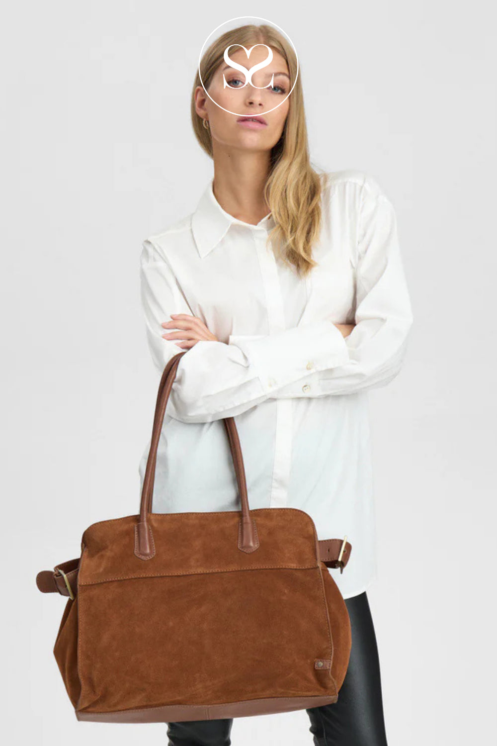 Depeche Tan Brown Suede Shopper Tote Bag 16640