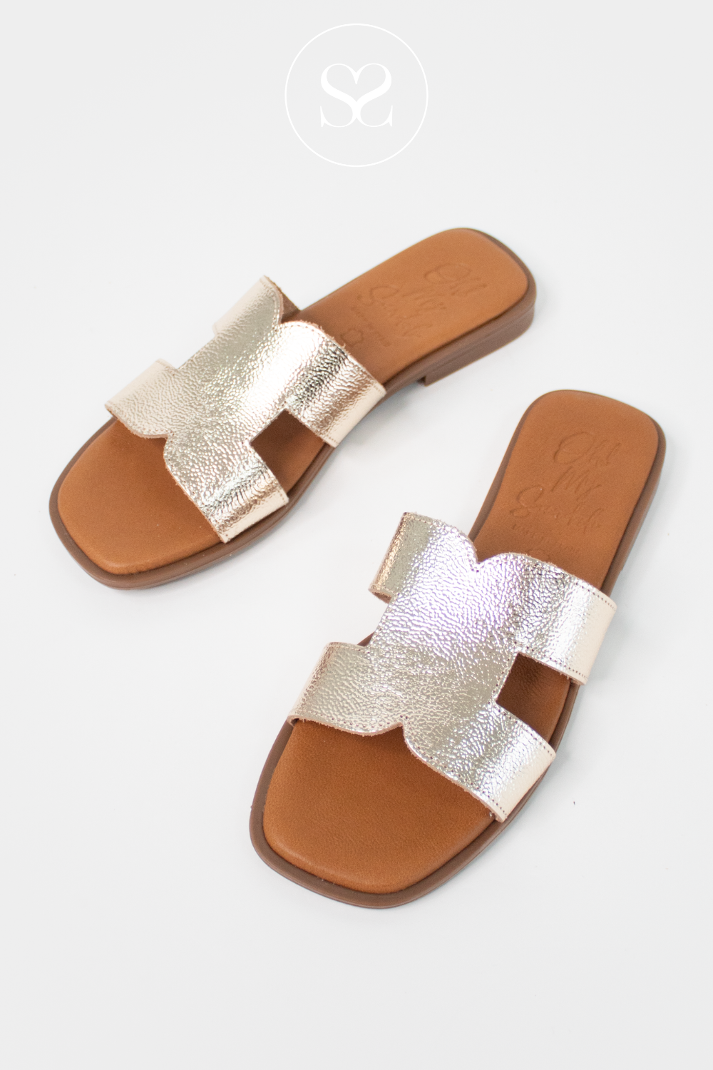 OH MY SANDALS GOLD SLIDER SANDALS 5580