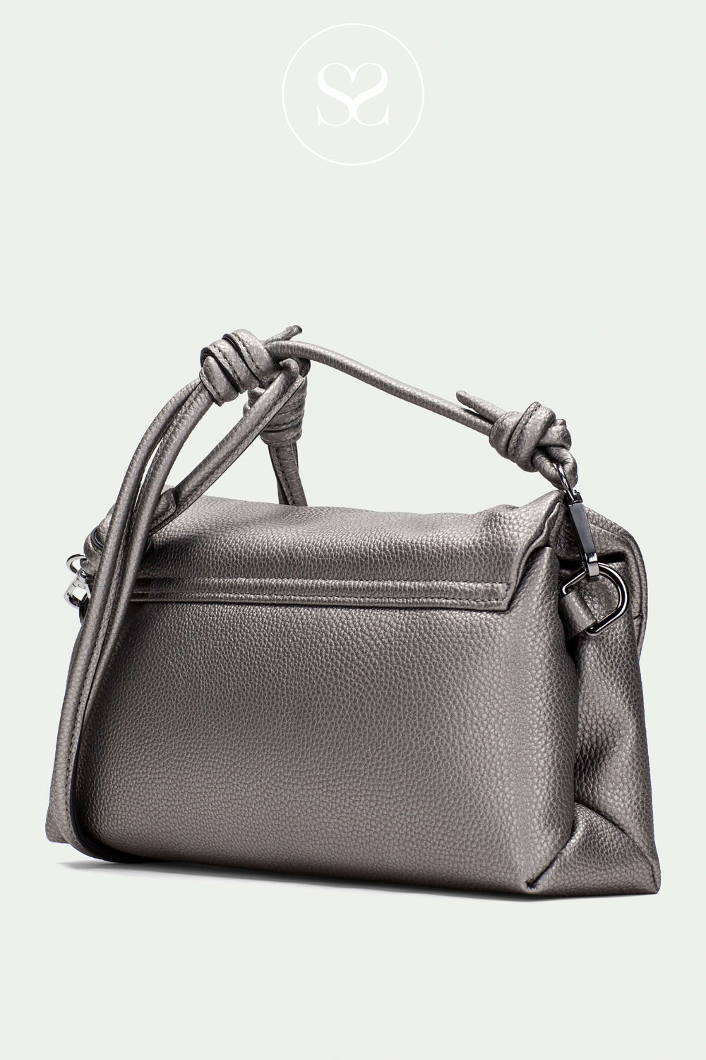 Silver crossbody bag with fold top for women from Hispanitas