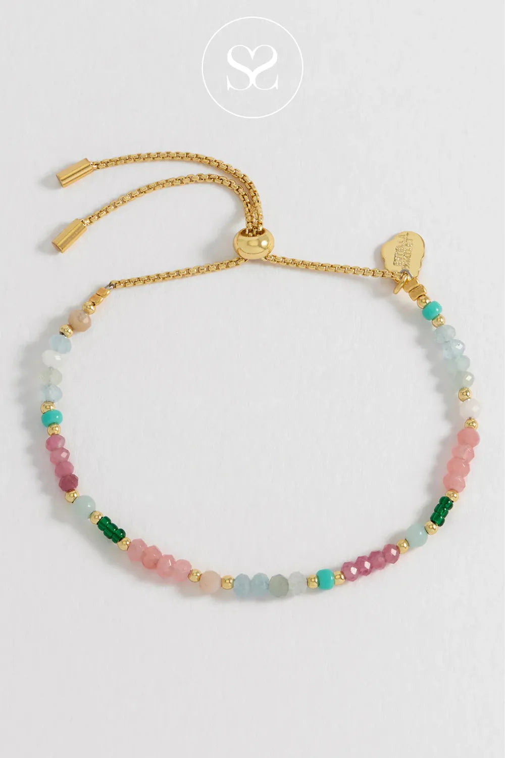 ESTELLA BARTLETT GREEN/PINK MINI BEAD BRACELET EBB6284G