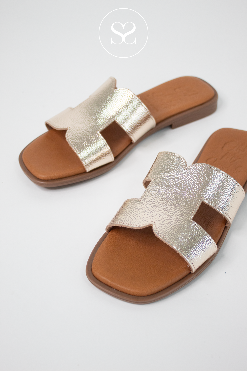 OH MY SANDALS GOLD SLIDER SANDALS 5580