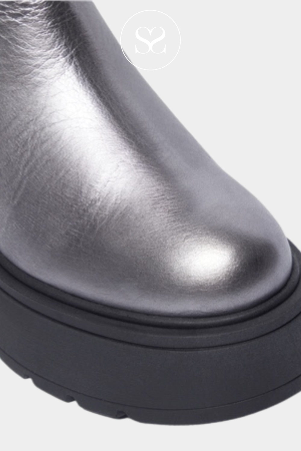 CARL SCARPA PEWTER LEATHER WEDGE CHELSEA BOOTS FOR WOMEN ZENNIE