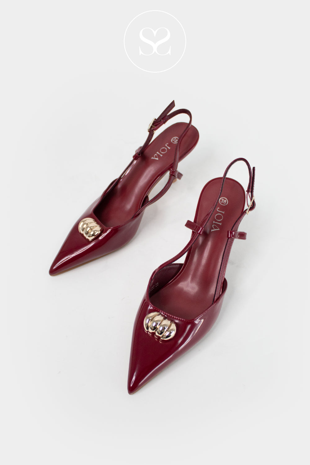 JOIA BURGUNDY PATENT VEGAN LEATHER SLINGBACK HEEL WITH CUSHIONED FOOTBED- IRELAND