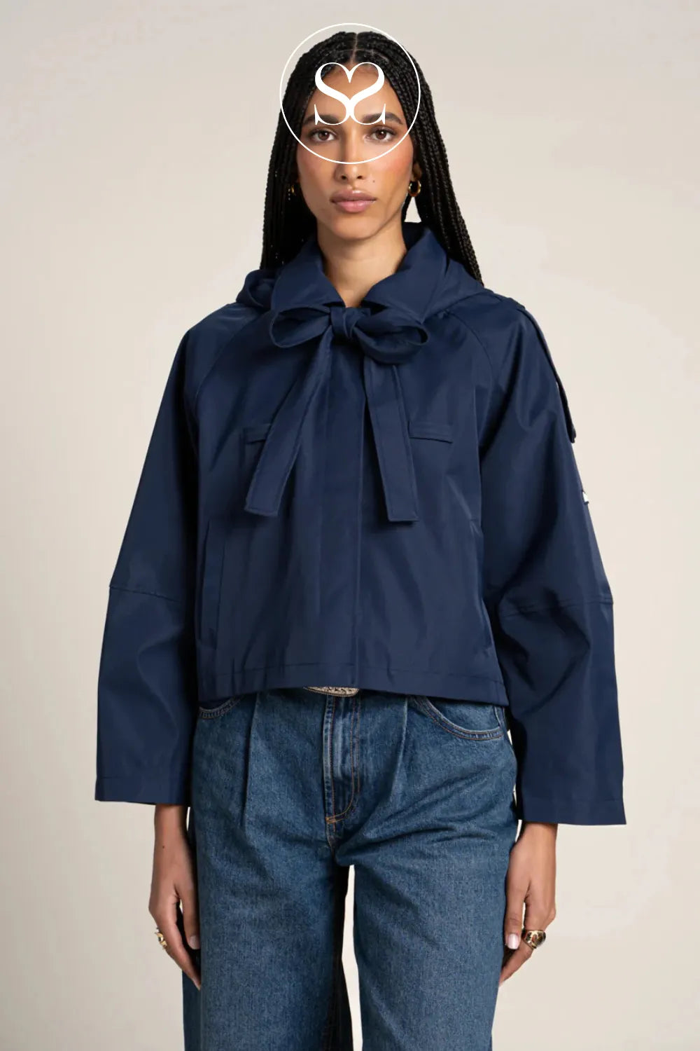 FLOTTE NAVY CROPPED WATER PROOF TRENCH COAT TUILERIES