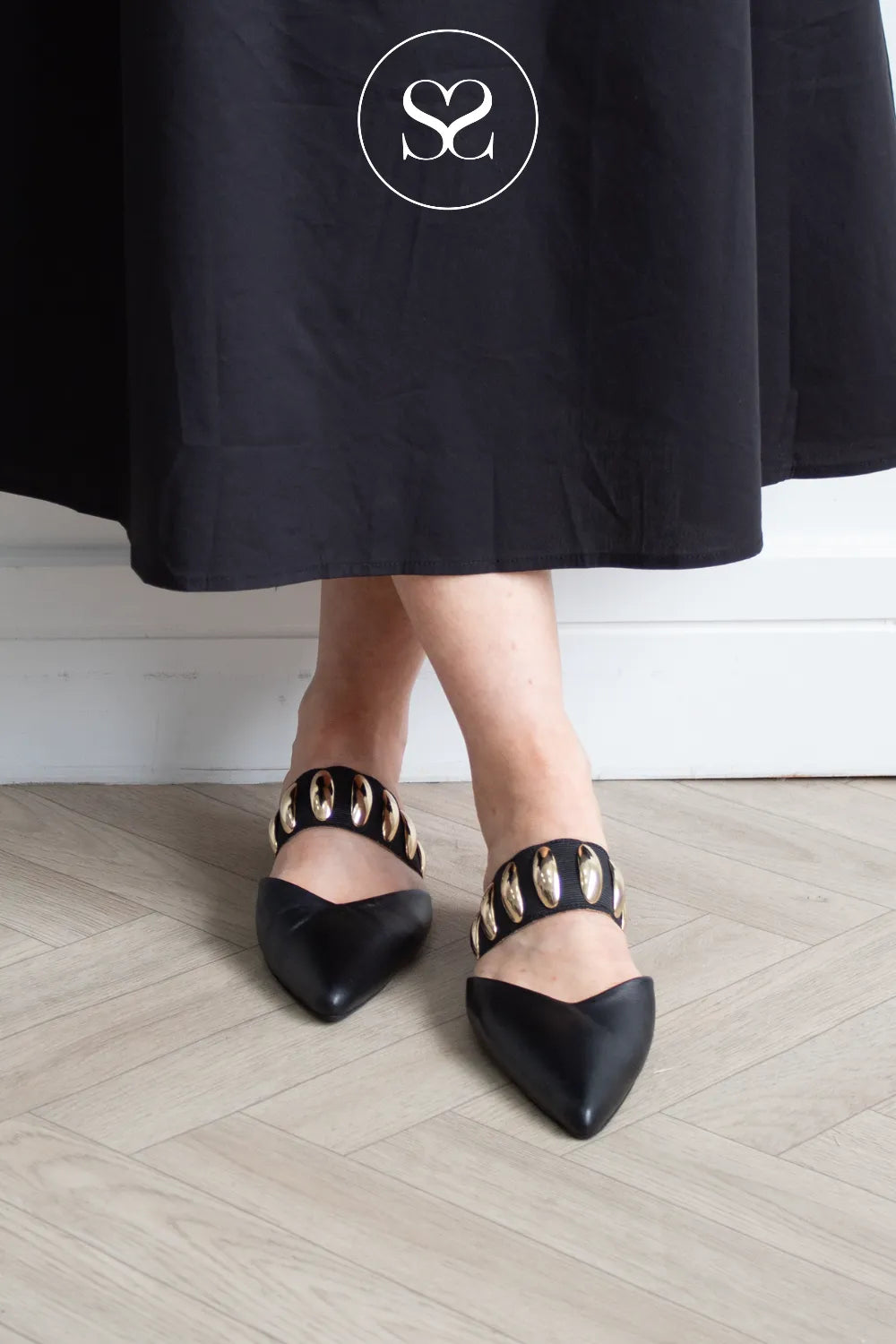 Babouche Black Ballerina Sliders - Grace