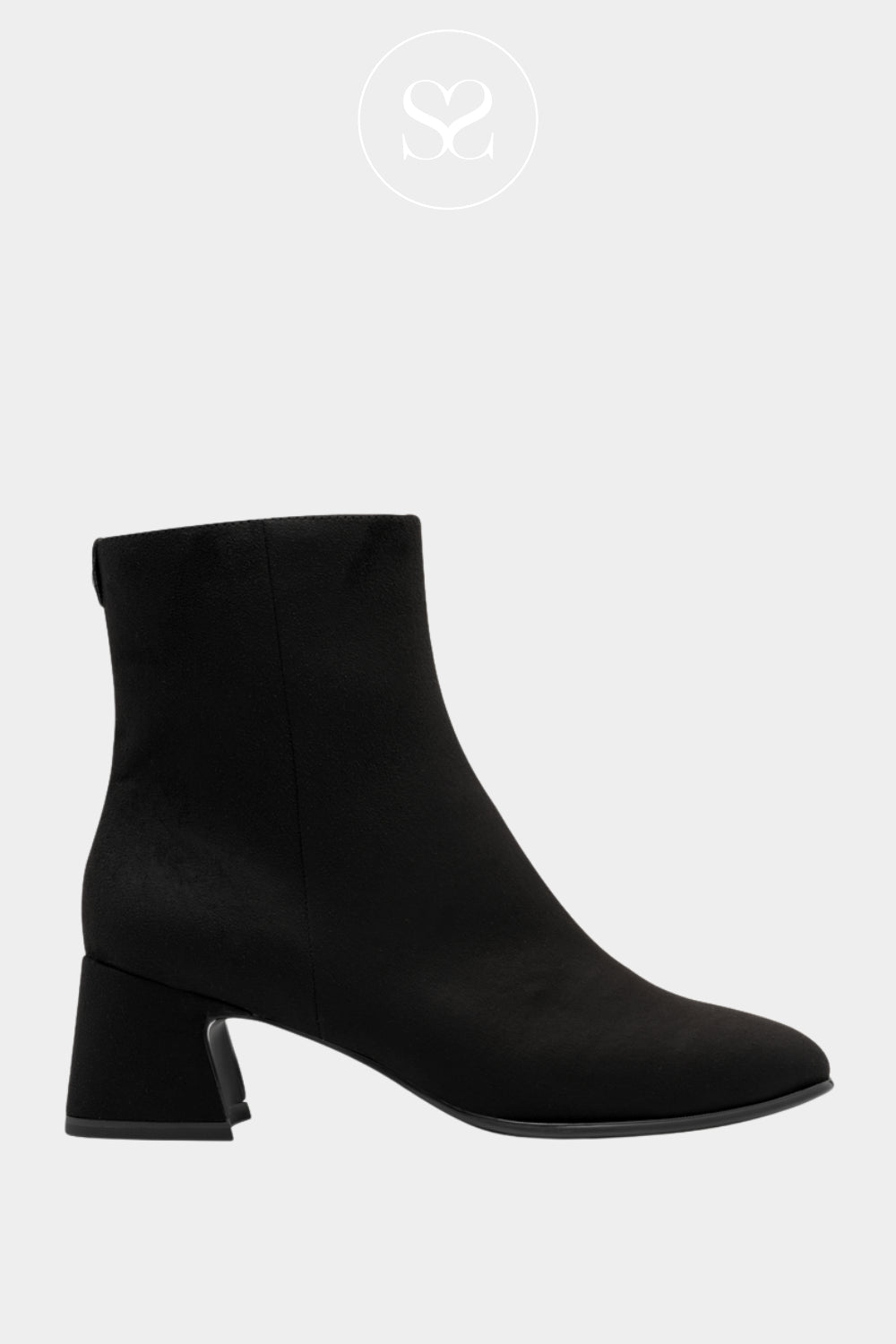 TAMARIS BLACK SUEDE BLOCK HEEL ANKLE BOOTS 1-25314-45