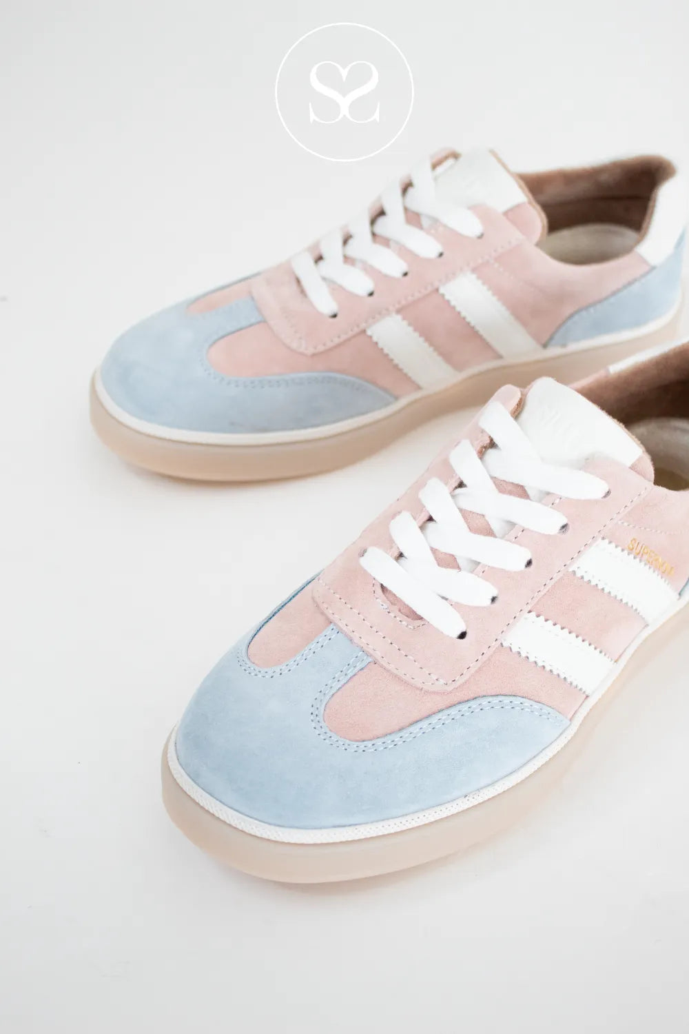 Pink and blue summer trainers.