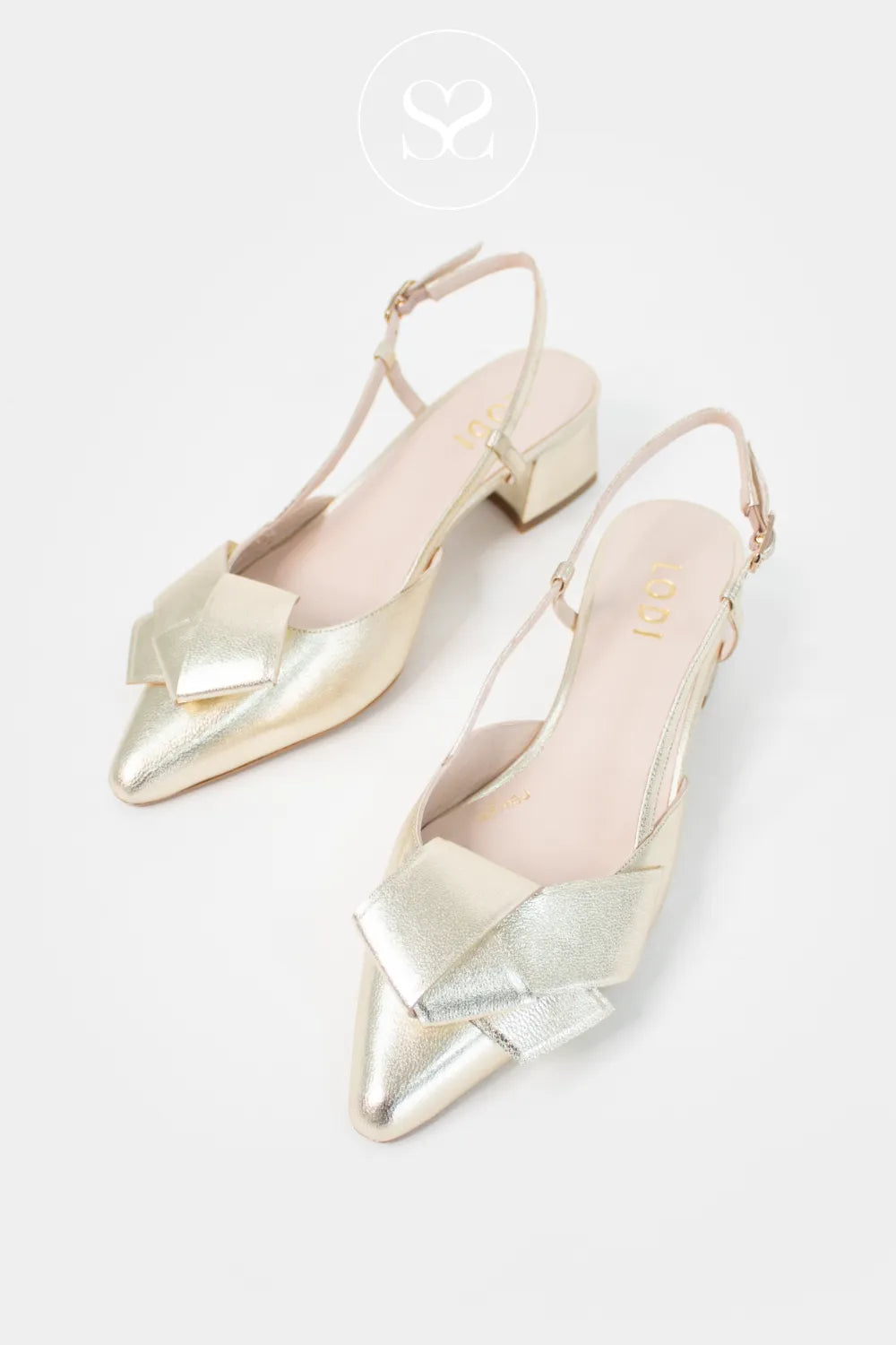 LODI Gold Slingback Heels - DIMI Stable block heel design adding subtle height and confidence all day and night.