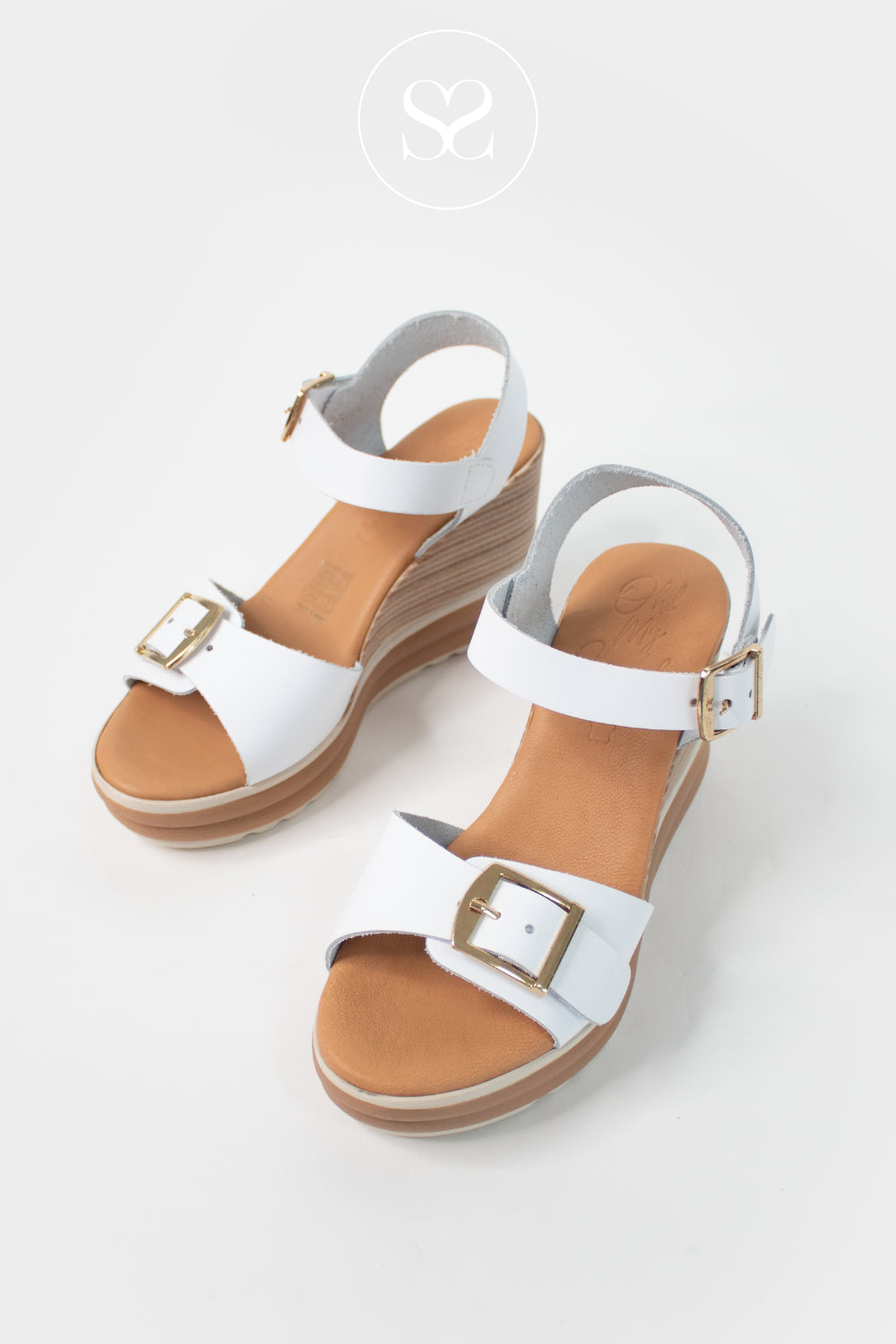 Oh My Sandals White Wedge Sandals 6003