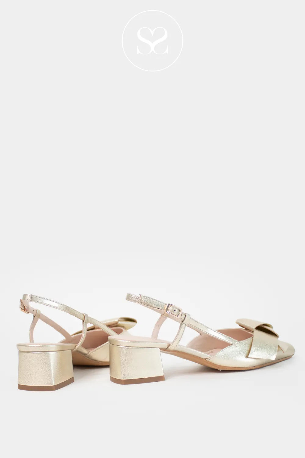 LODI Gold Slingback Heels - DIMI Chic pointed toe and feminine bow detai for timeless appeal.