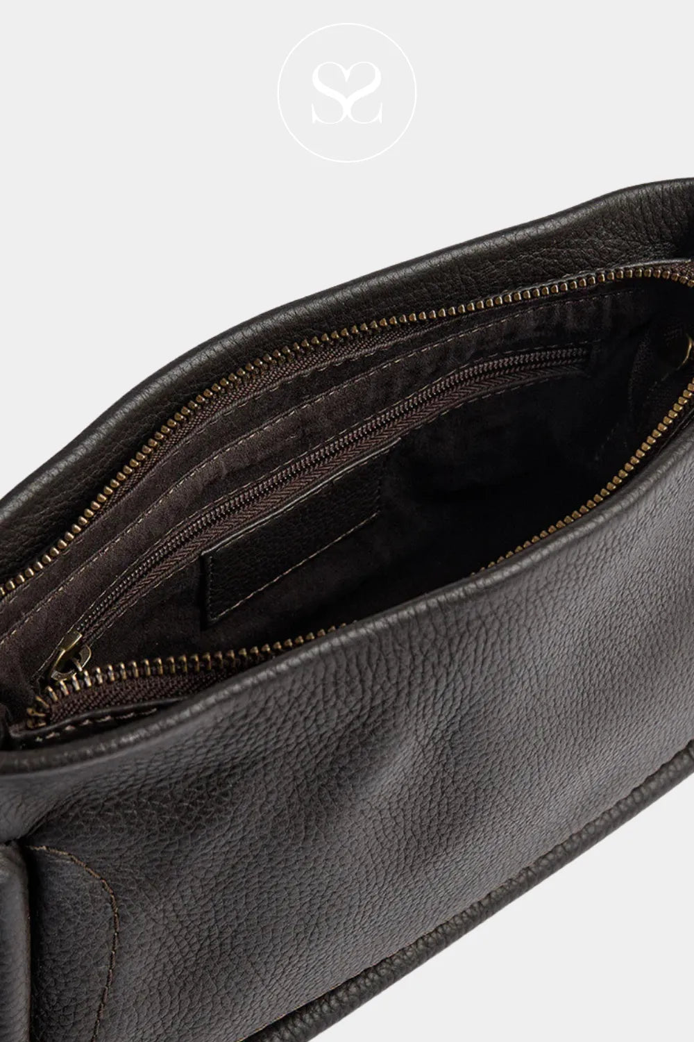 Depeche Dark Brown Cross-body Handbag 16926 for women with a secret inside zip pocket