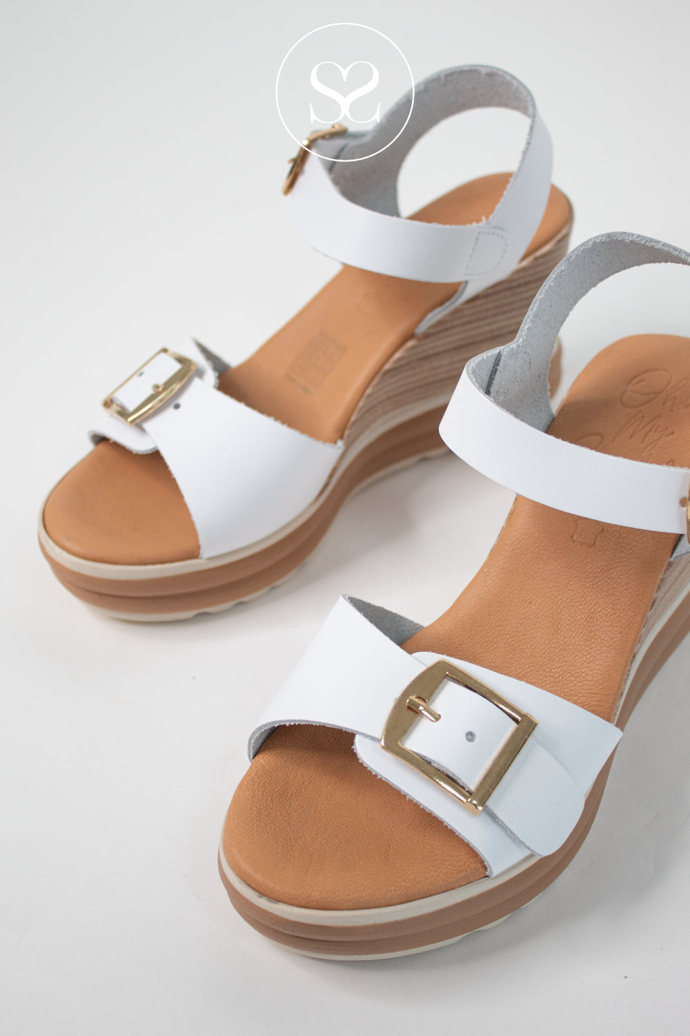 Oh My Sandals White Wedge Sandals 6003