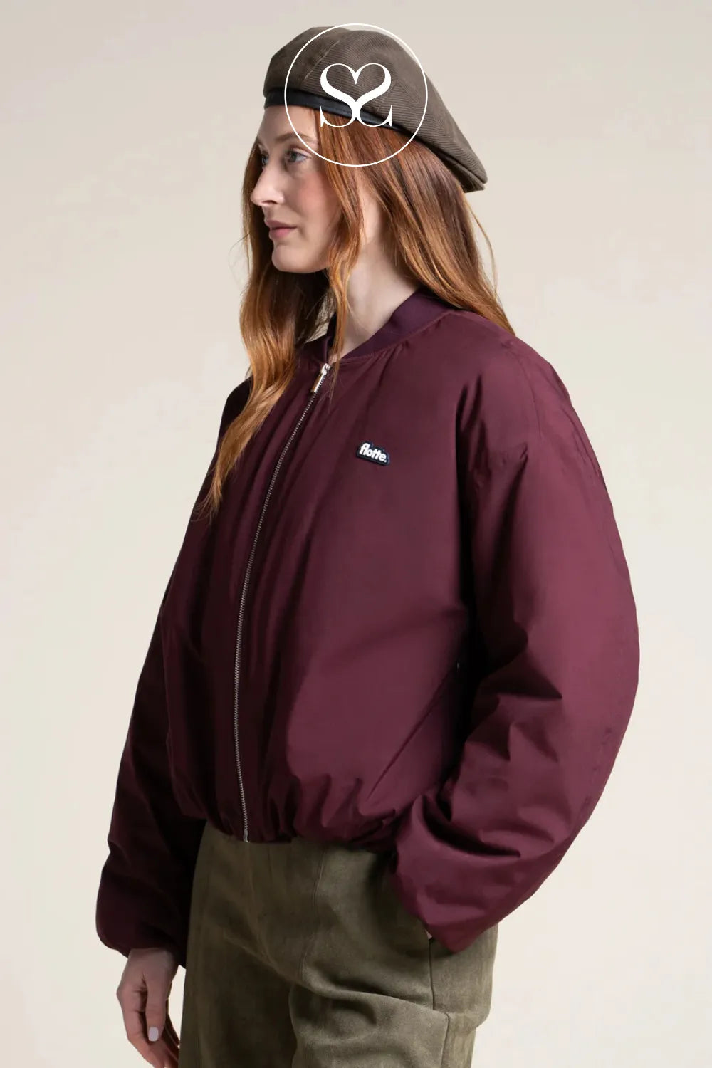 FLOTTE BURGUNDY WATERPROOF BOMBER JACKET ALESIA