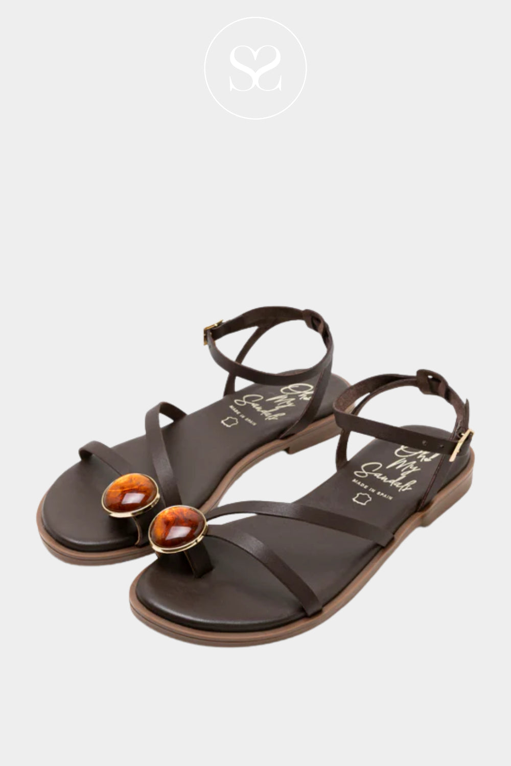 Oh My Sandals Brown Flat Sandals 5855