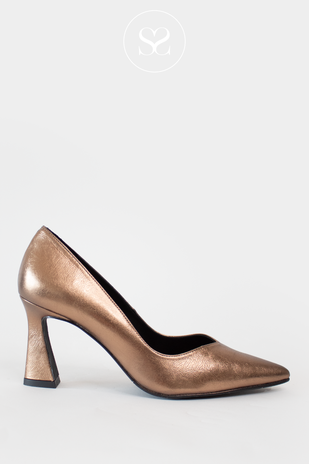 LODI BRONZE POINTED TOE FLARED HEEL COURT SHOES RALINA| LODI HEELS