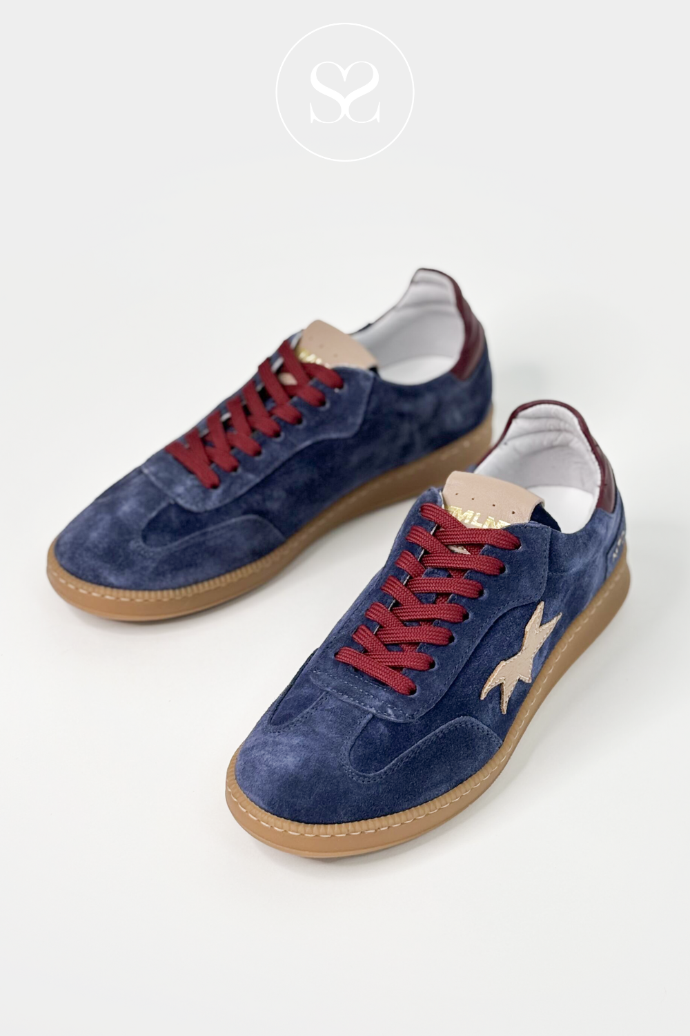 MELINE BLUE DENIM SUEDE LOW PROFILE TRAINERS W-85