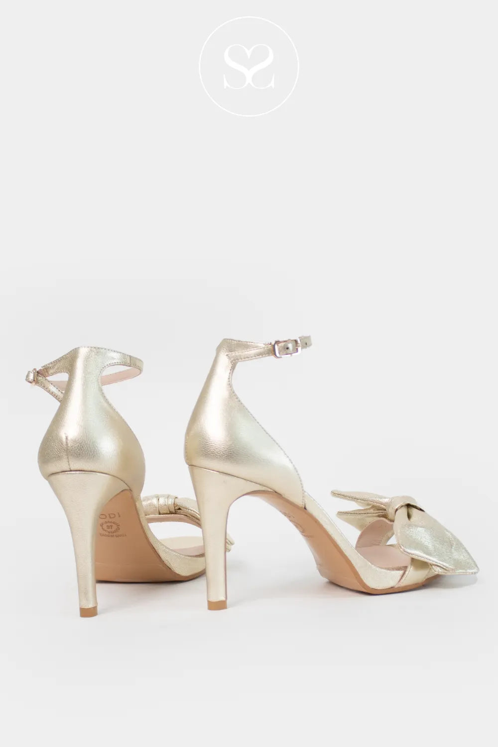 LODI Gold High Heel Sandals - INGAL Adjustable ankle strap for a secure and flattering fit.