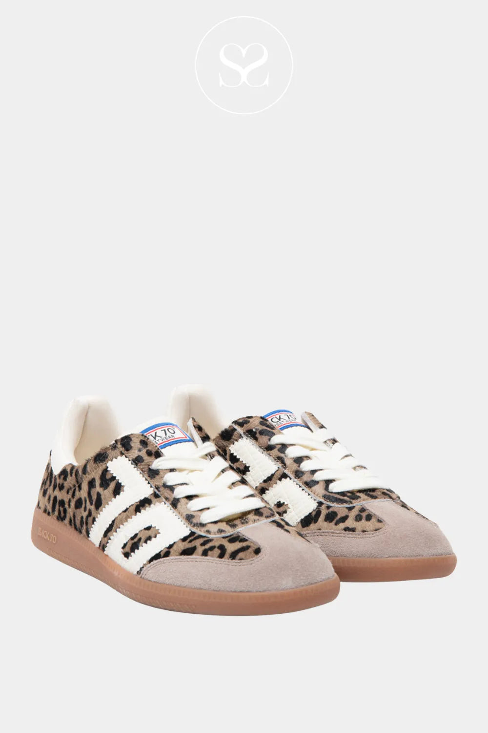 BACK70 LEOPARD PRINT LOW PROFILE TRAINERS CLOUD P23 FOR WOMEN WITH TAUPE SUEDE TOE CAP
