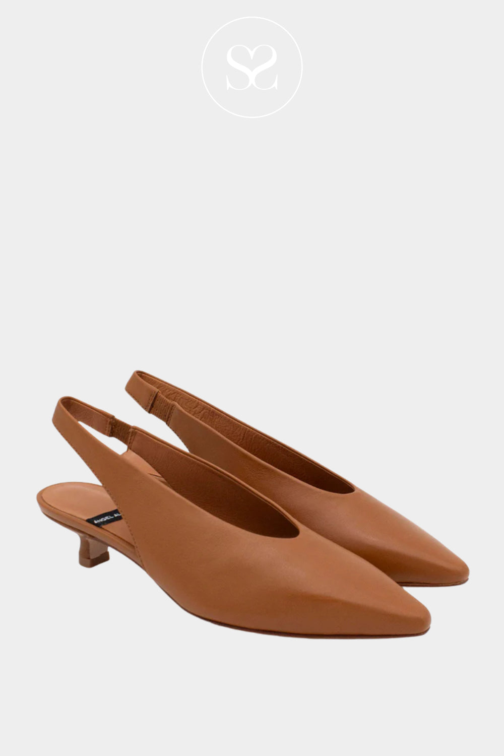 Angel Alarcon Tan Sling-back Kitten Heels Sonia