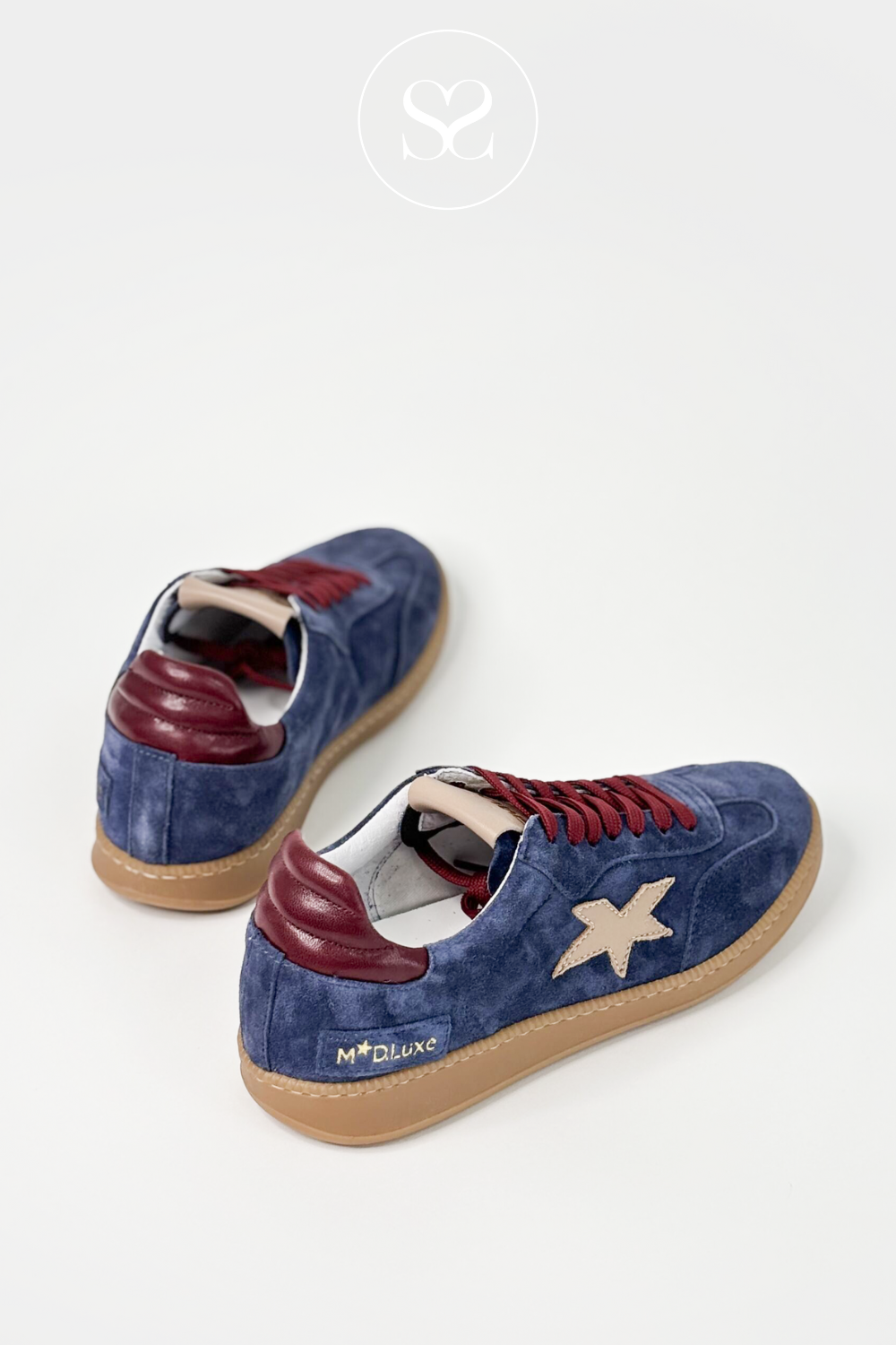 MELINE BLUE DENIM SUEDE LOW PROFILE TRAINERS W-85