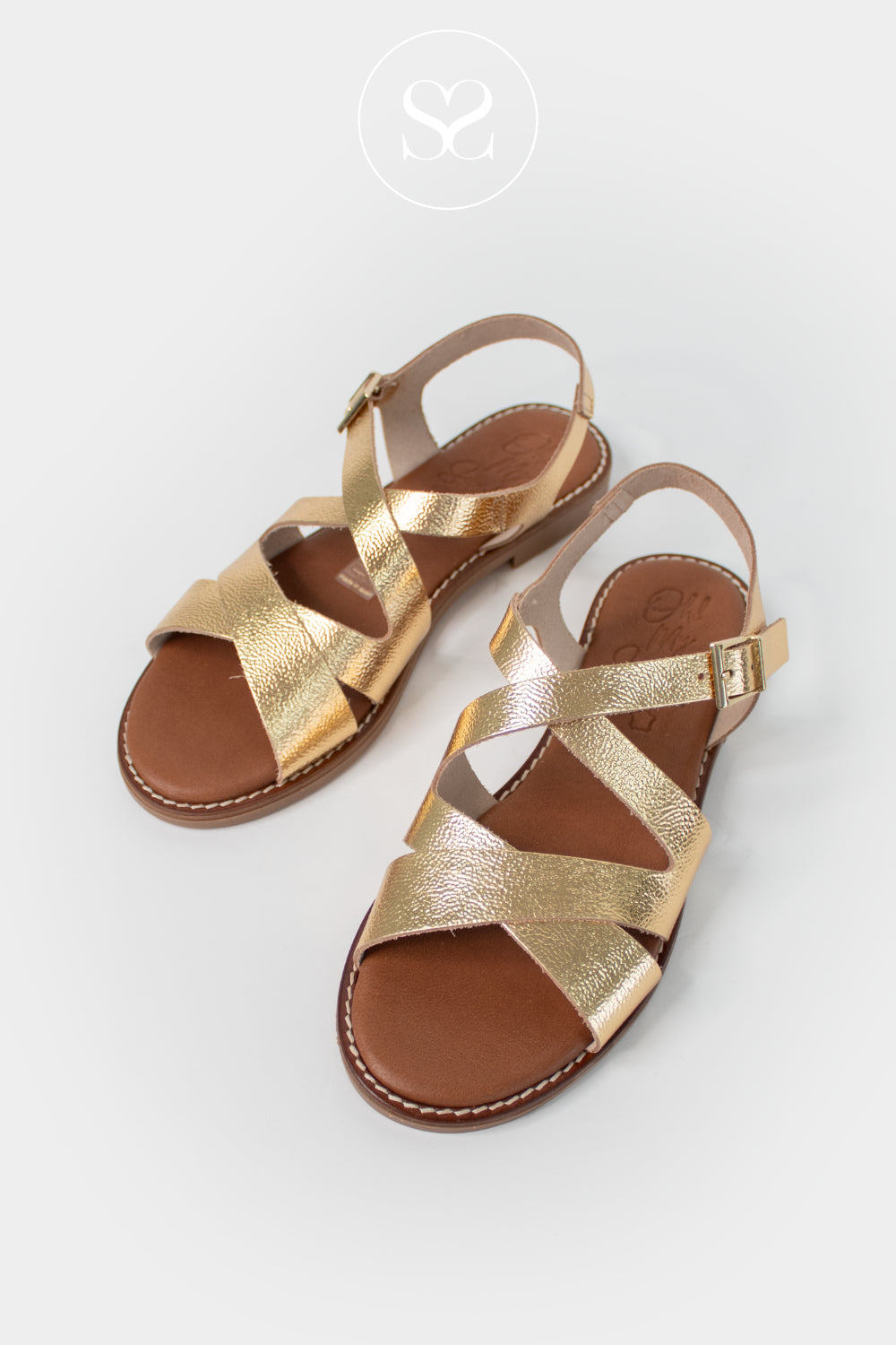 Oh My Sandals Gold Flat Sandals 5832