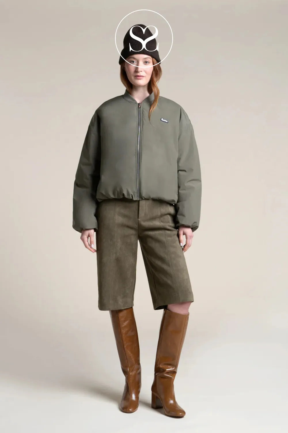 FLOTTE KHAKI WATERPROOF BOMBER JACKET ALESIA