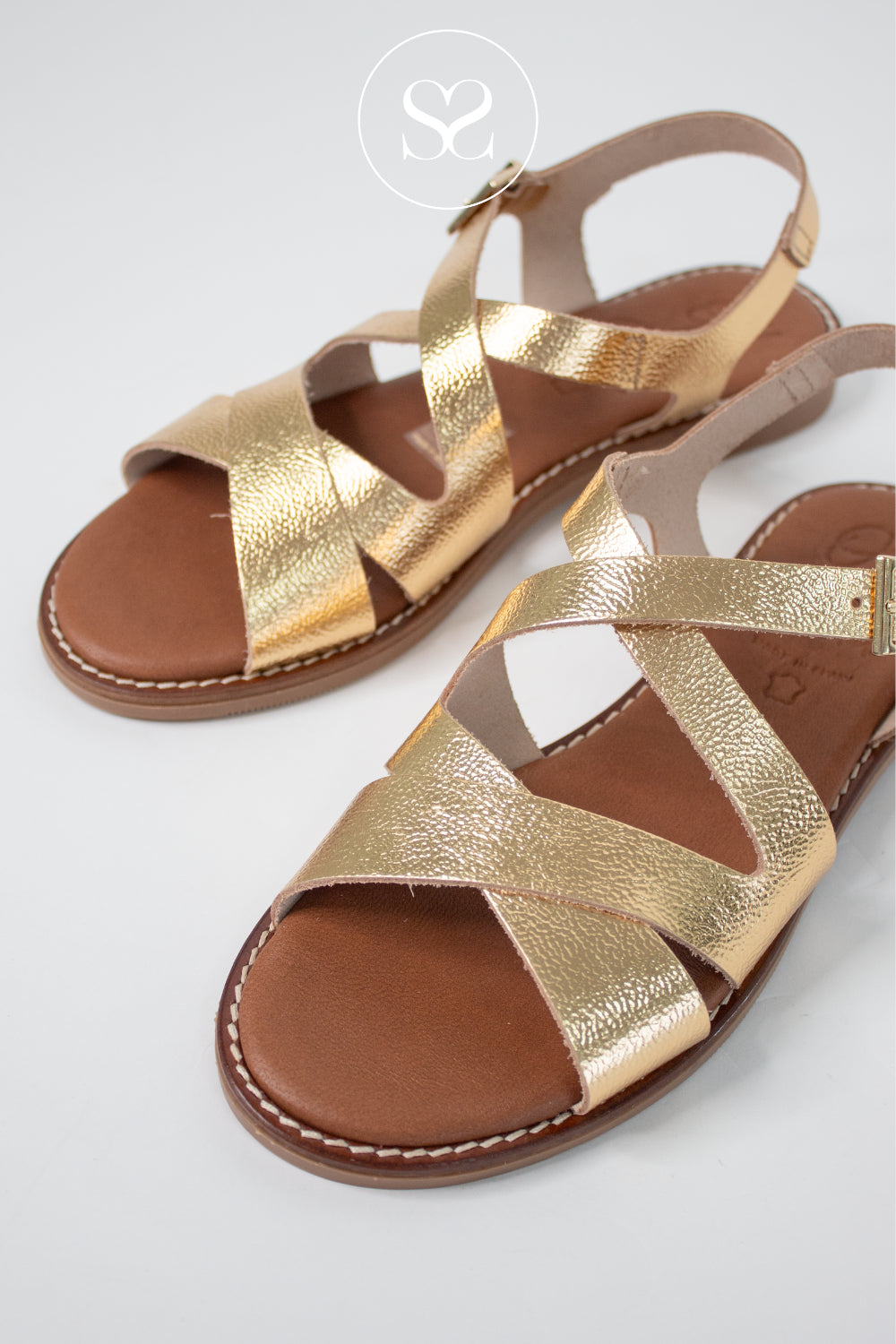 Oh My Sandals Gold Flat Sandals 5832