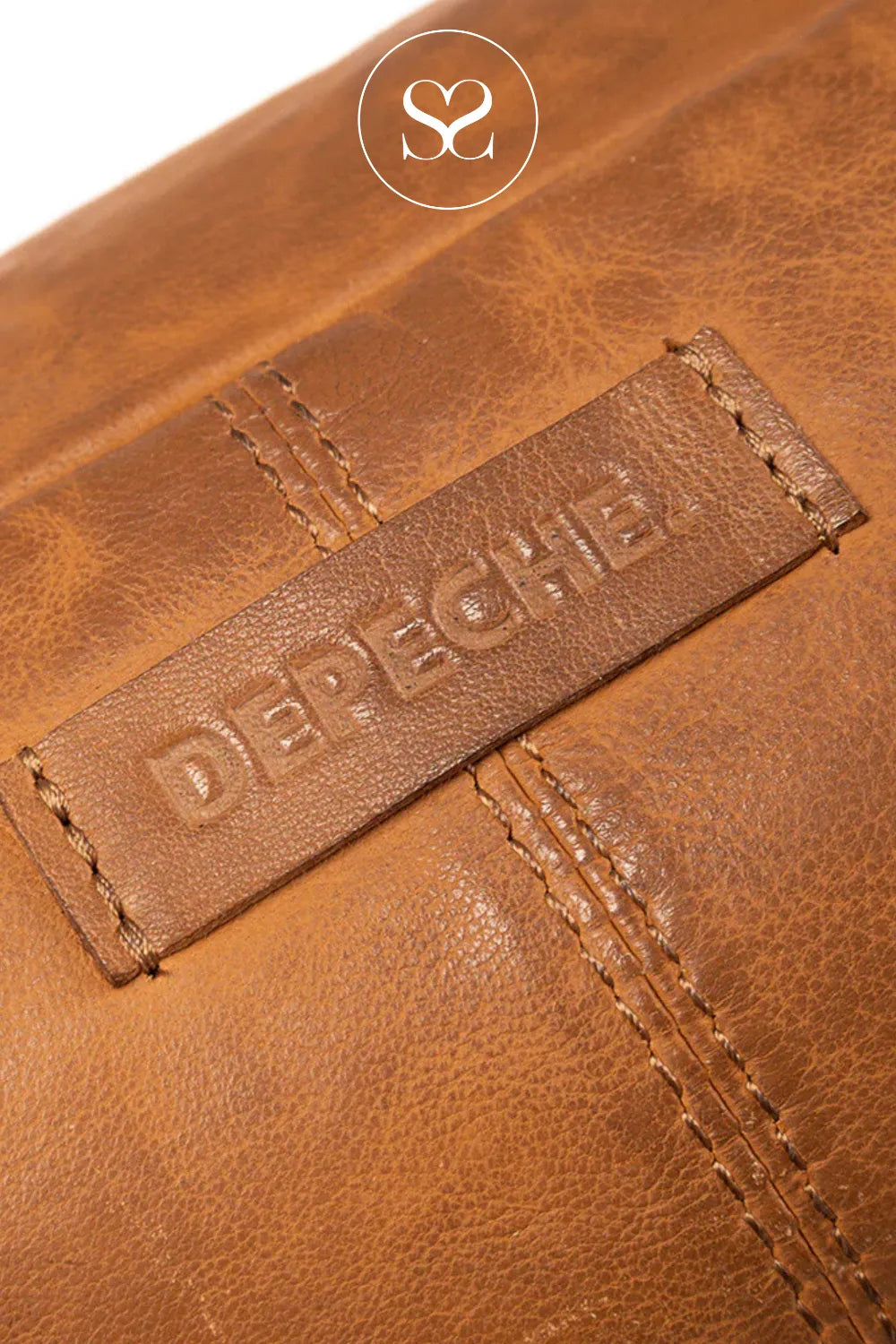 DEPECHE Tan Cross-body Bum-bag 15814 for women with depeche logo detail