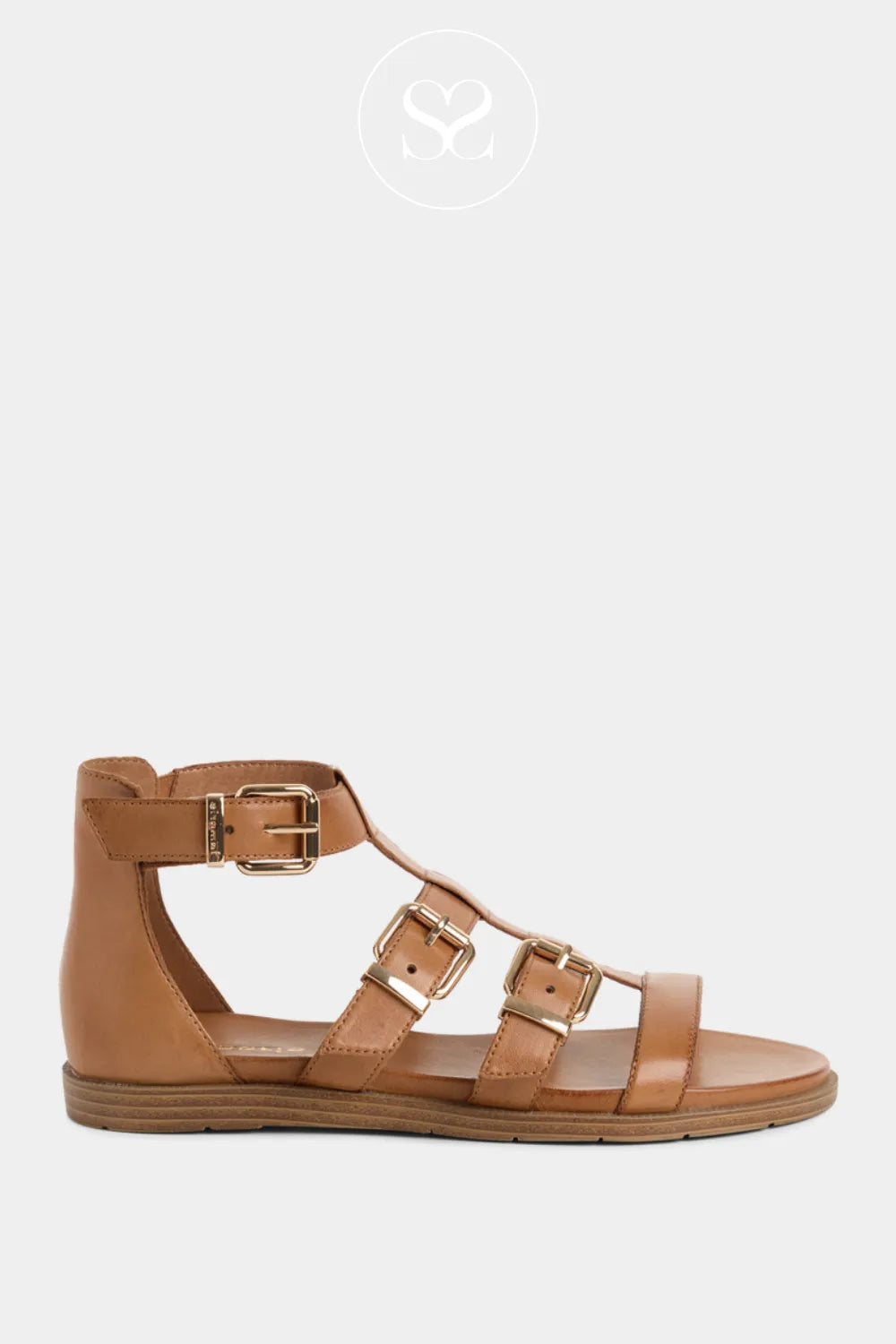 Tamaris Tan Flat Gladiator Sandals 1-28125-46
