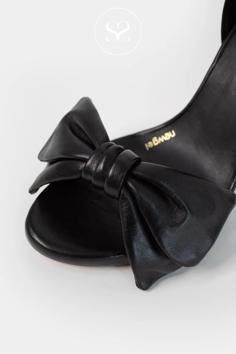 LODI Black High Heel Sandals - INGAL Polished black bow detail adding a touch of understated femininity.