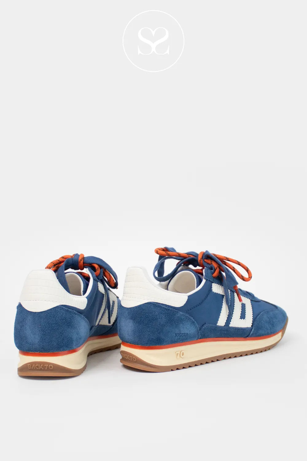 BACK70 Blue Double Lace Retro Trainers for women Jogger