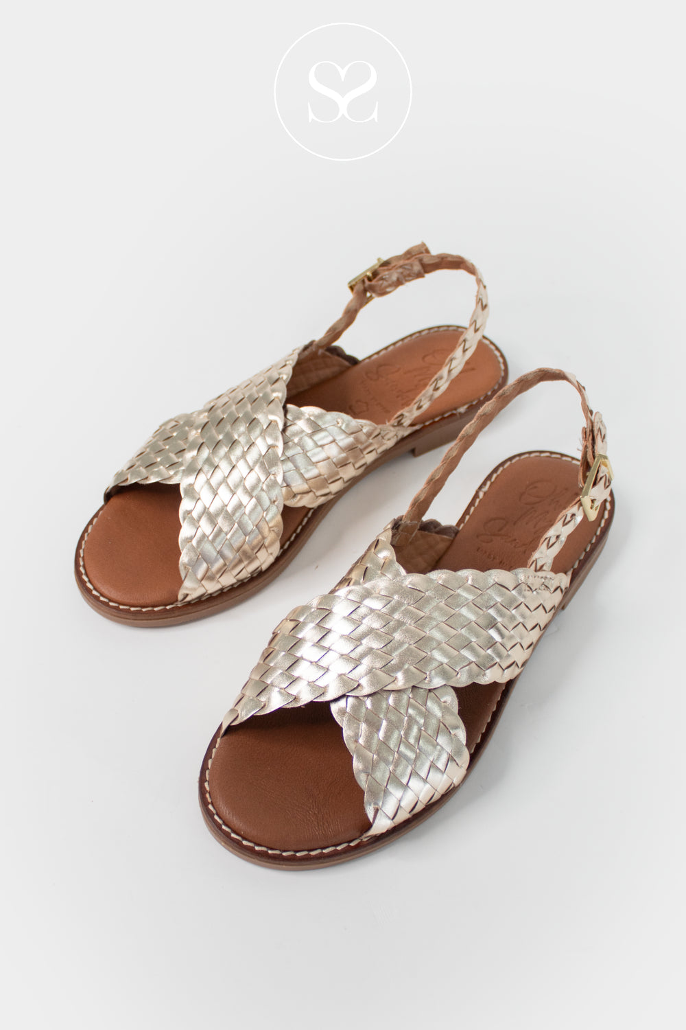 Oh My Sandals Gold Flat Sandals 5839