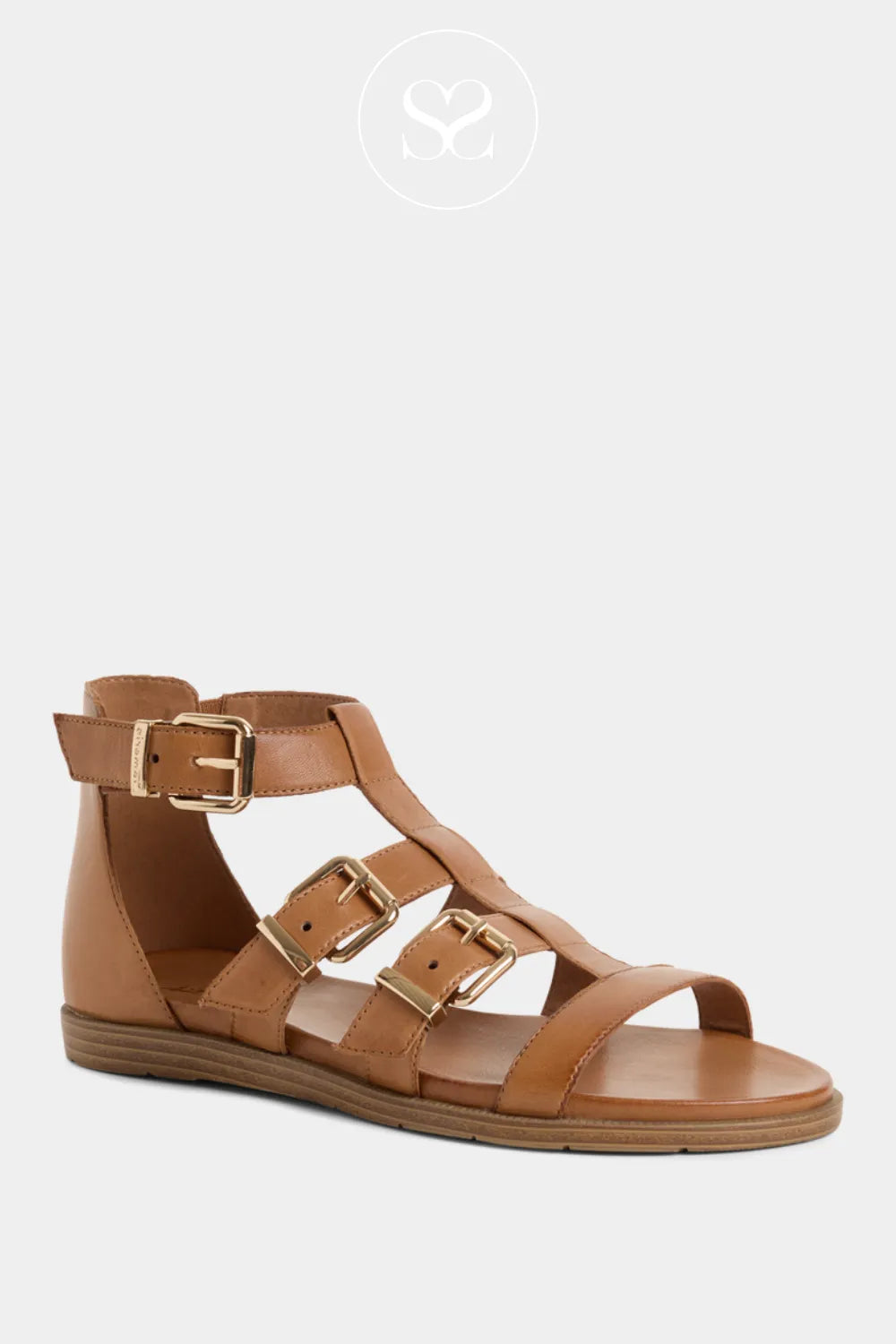 Tamaris Tan Flat Gladiator Sandals 1-28125-46