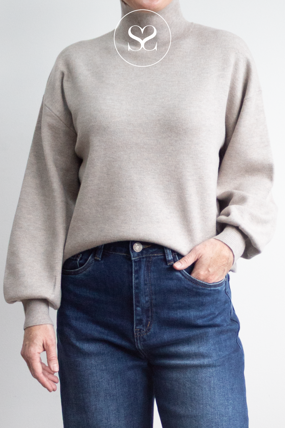 Beige Turtleneck Jumper - Mercy East