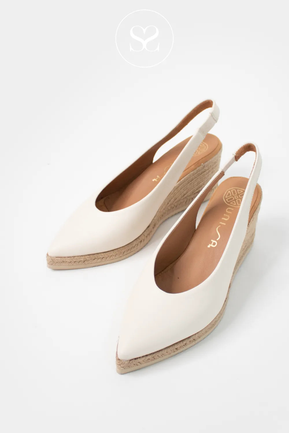Unisa Off White Slingback Wedge Espadrilles -Decia wedges with pointed toe
