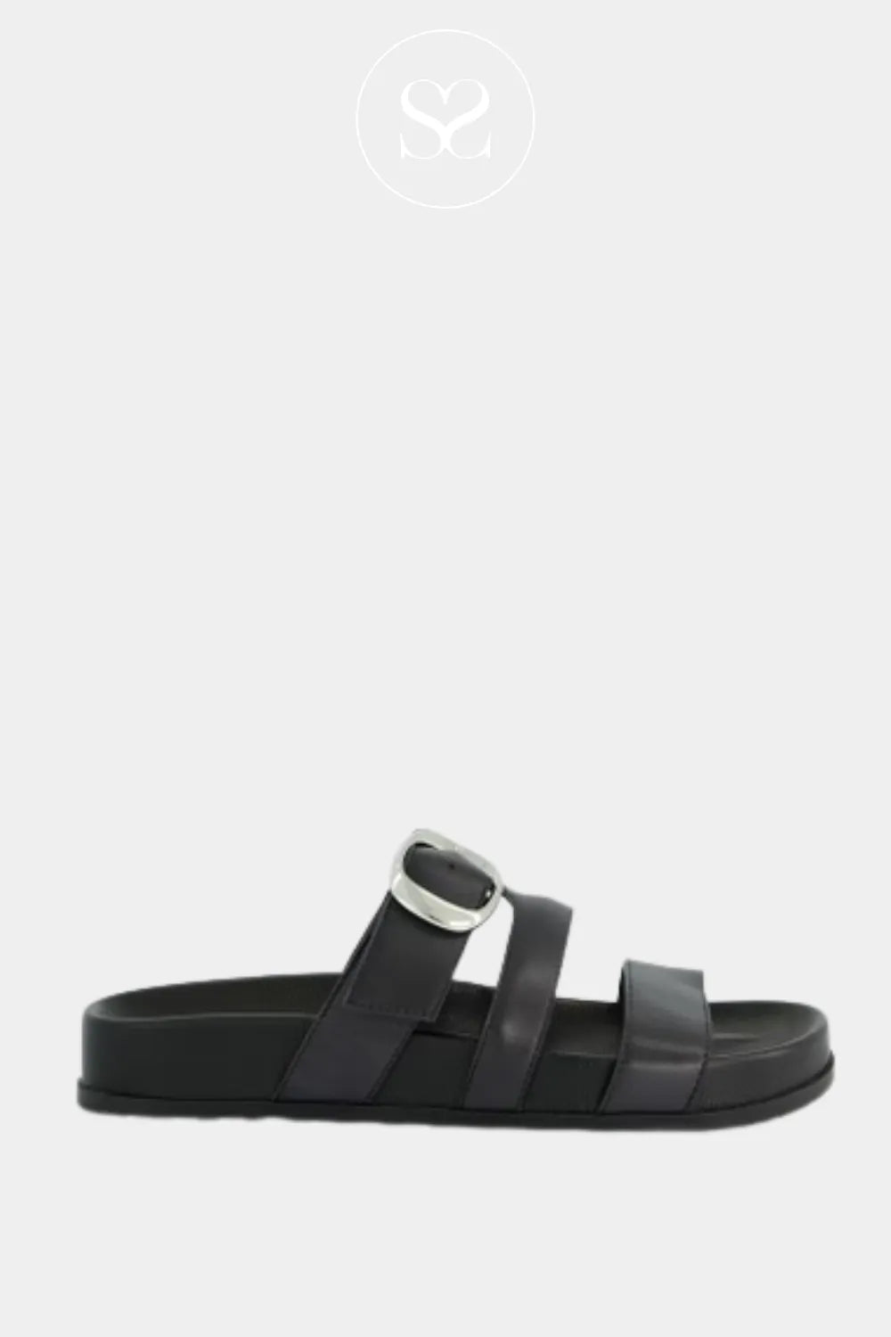 Paul Green 6171 Black Leather Slider Sandals Ireland
