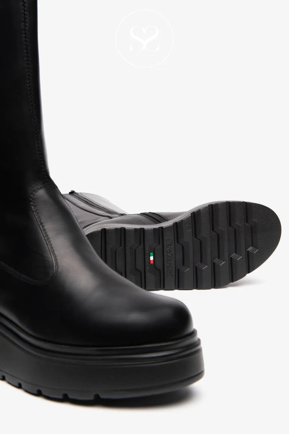 NERO GIARDINI BLACK WEDGE BOOTS WITH SIDE ZIP - IRELAND