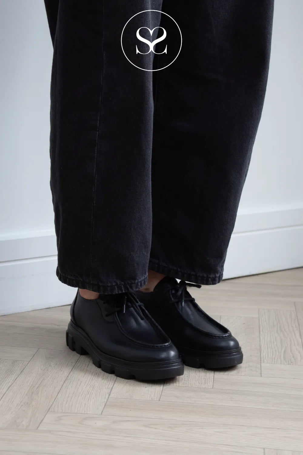 Paul Green Black Chunky Lace-Up Shoe - 1183 - 071