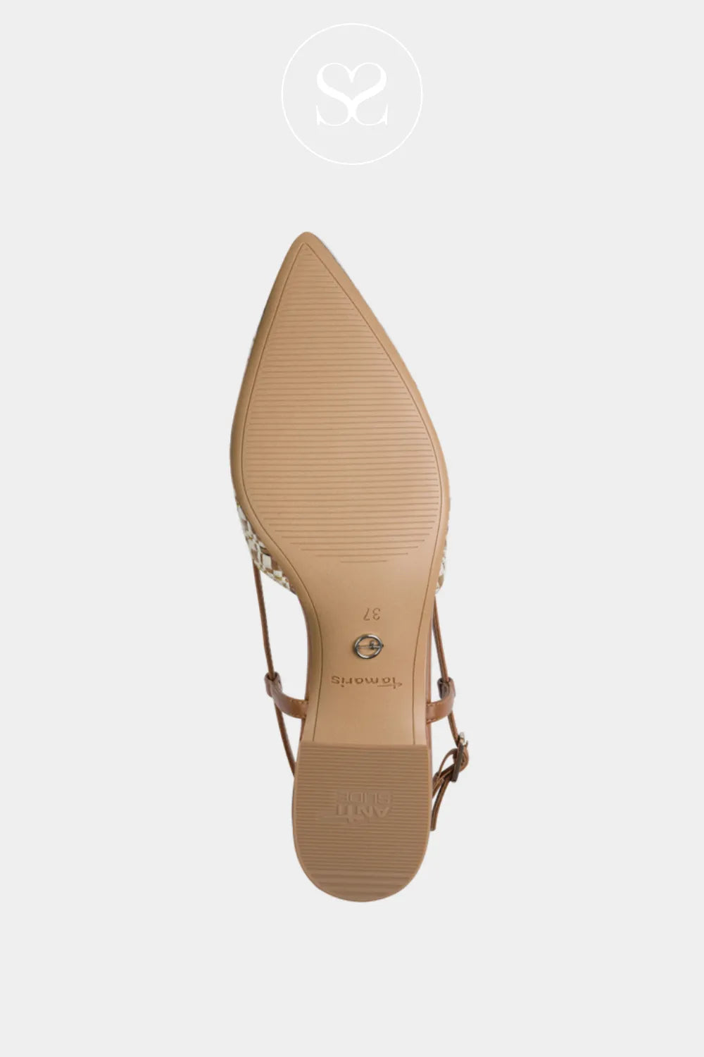 Tamaris Natural Textile Pointed Toe Sling-Back Shoes 1-29403-42 Touch-It cushioned insole delivering soft, supportive comfort