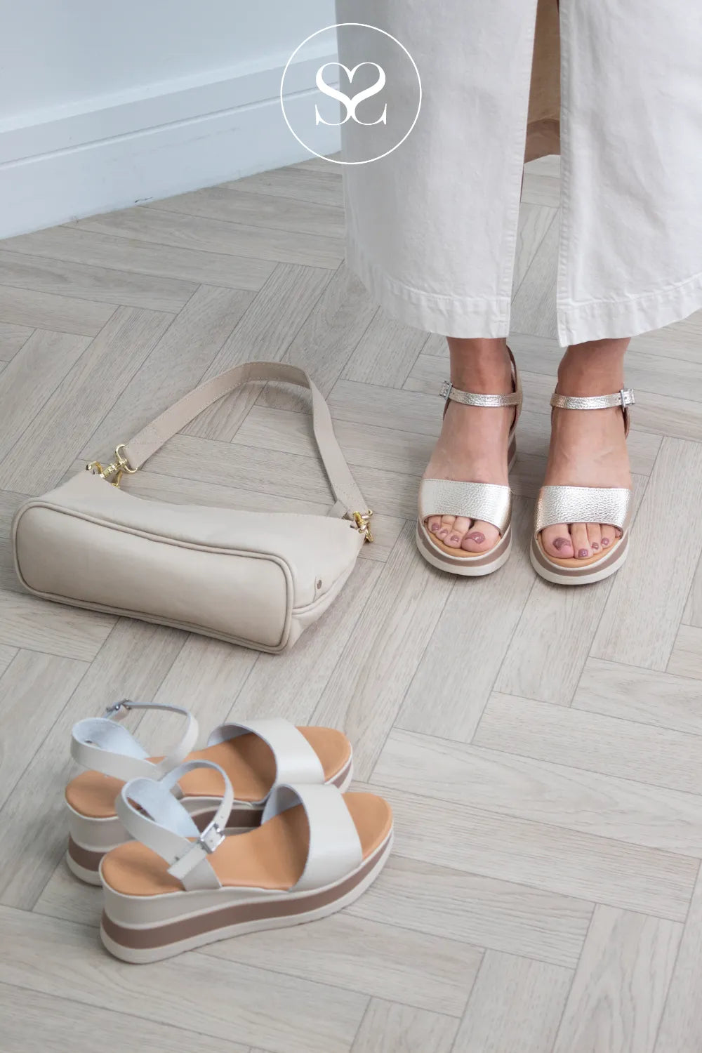 Oh My Sandals Gold Wedge Sandals 5982